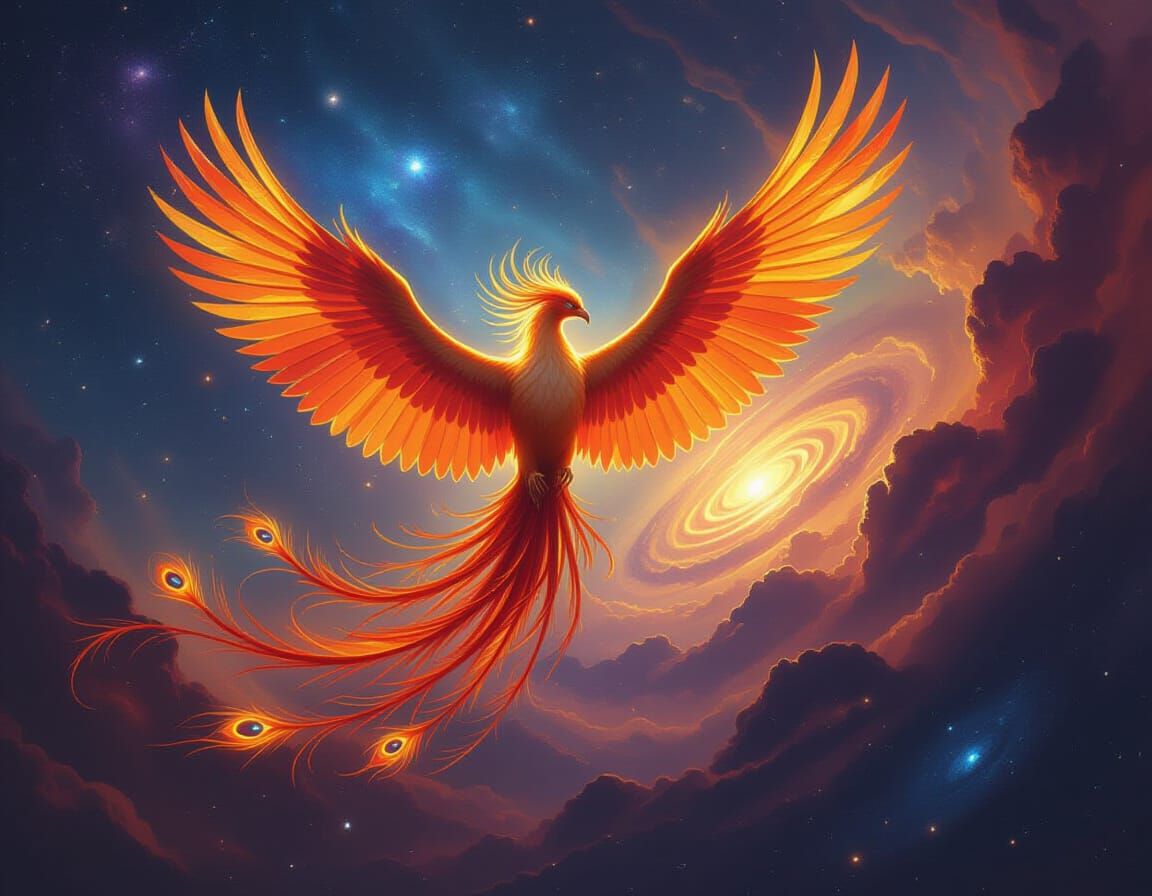 Majestic Phoenix Rises From Cosmic Nebula