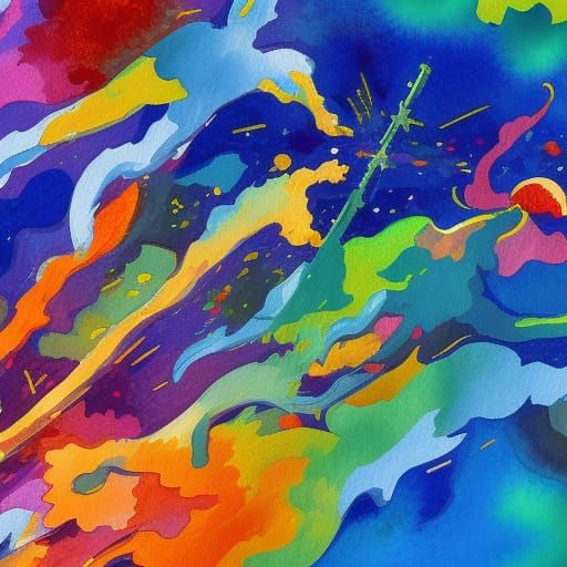 Abstract World of Peace and Love in Gouache