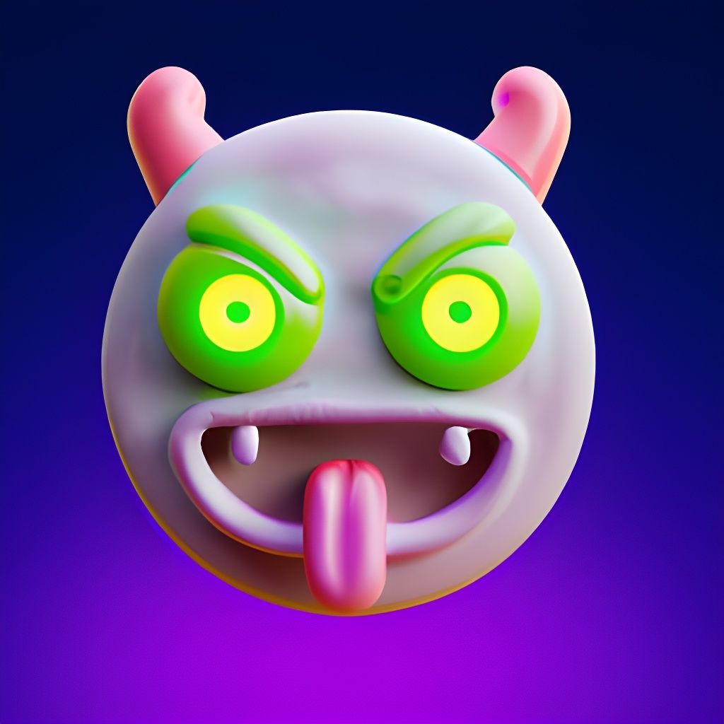 Cursed Emoji in Cyberpunk Style 3D Render