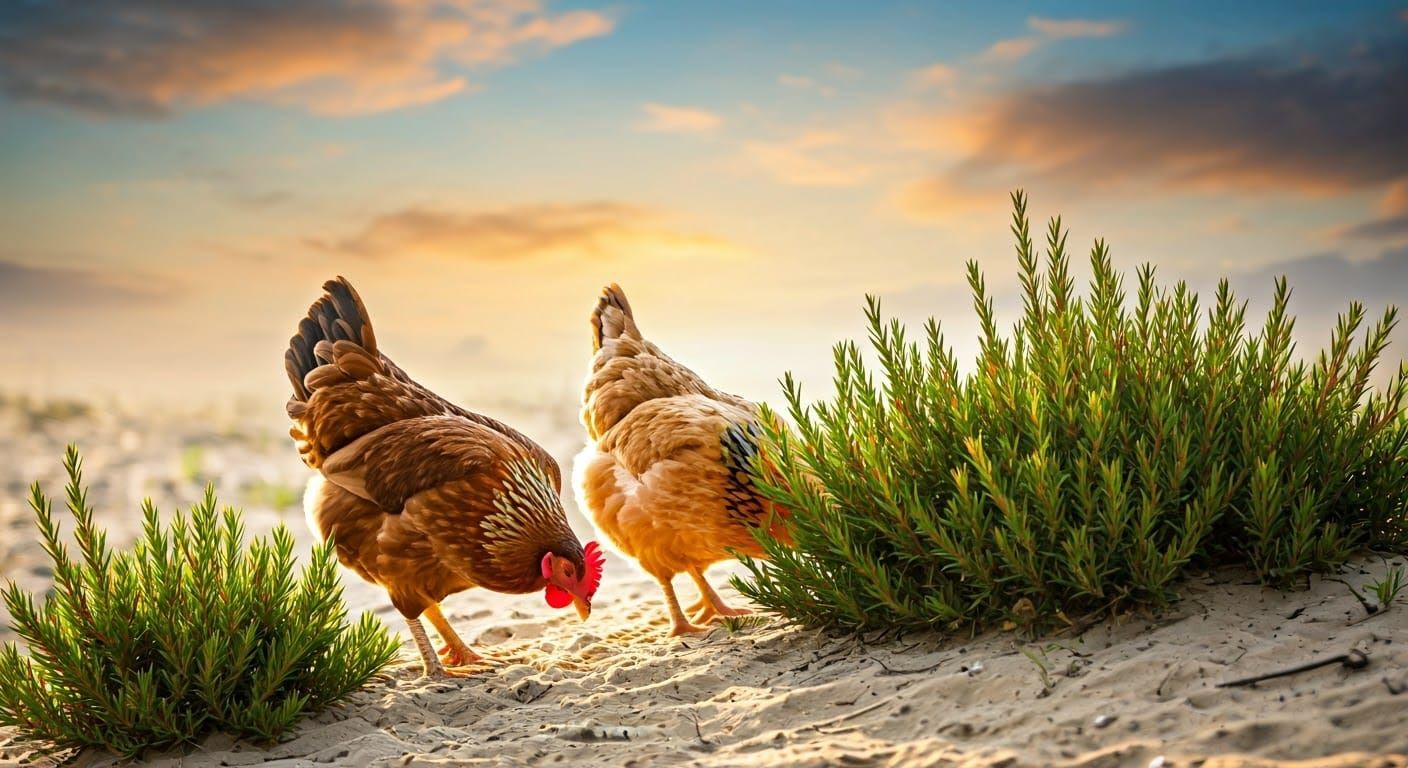 Hen and Chicks Foraging on a Summer Morning