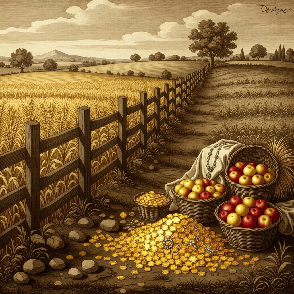 Renaissance Drawing of Abundance and Inequality Study