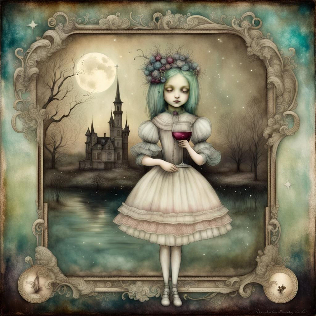 Surreal Victorian Holiday Dreamscape in Faded Ink