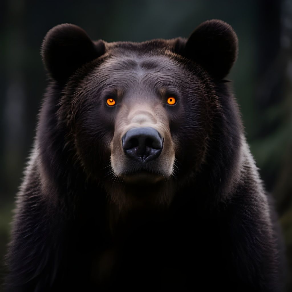 Hyper-Realistic Grizzly Bear Portrait With Fiery Eyes