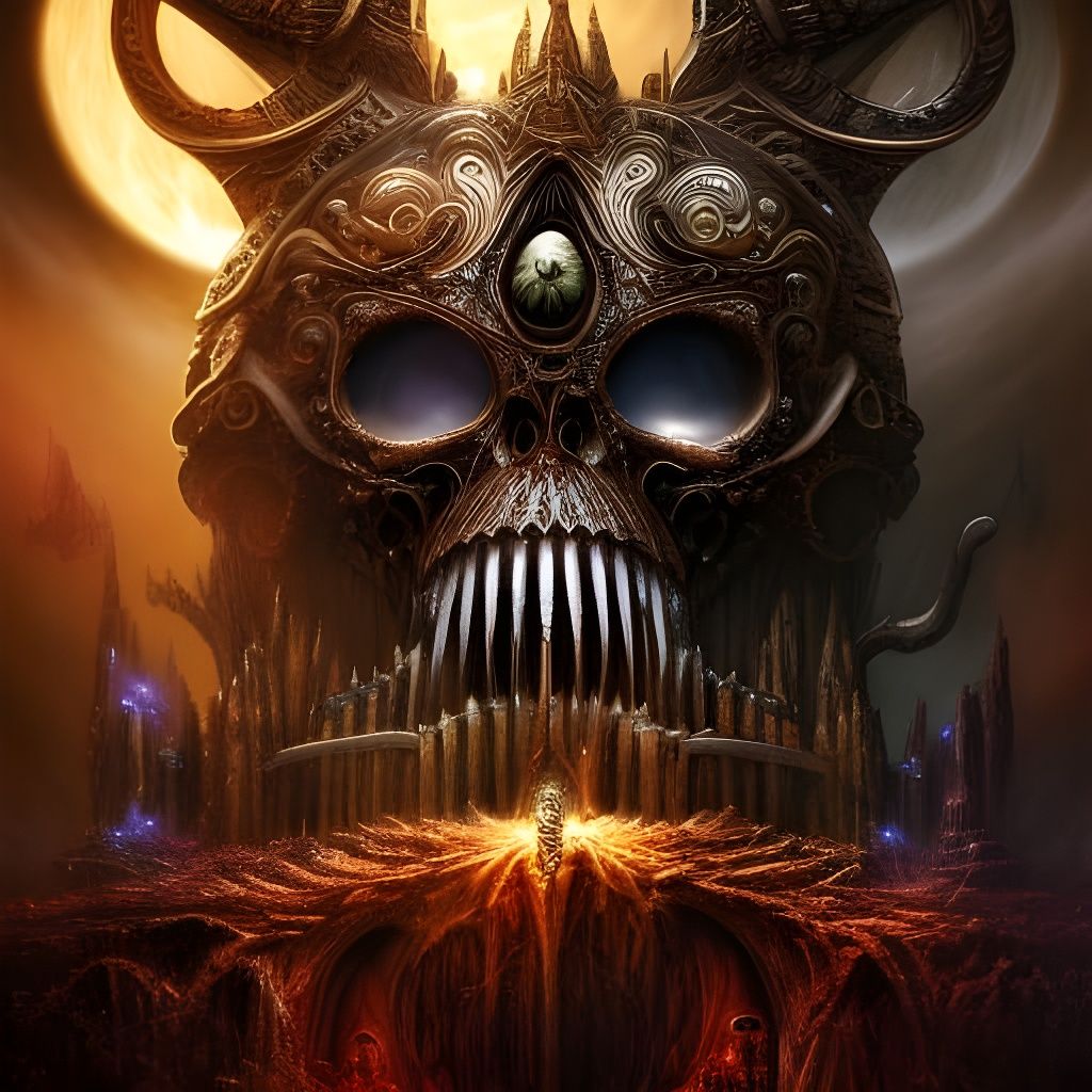 Gothic Skull with Magical Elements in Renaissance Style