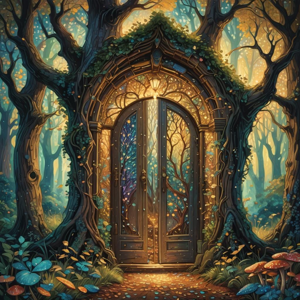 Mystical Forest: Pointillism Fantasy Concept Art