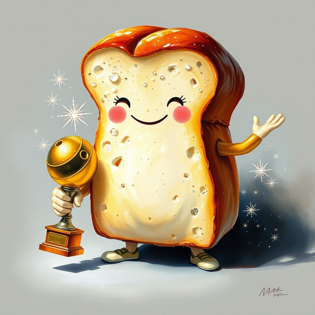 Anthropomorphic Bread Wins Trophy: Fantasy Alcohol Ink Art