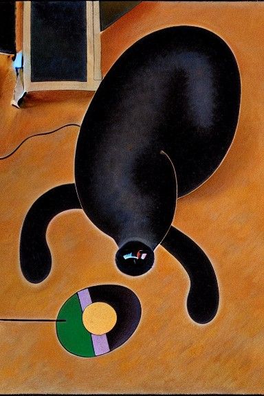 Black Cat on Chair: Kandinsky Inspired Photorealism