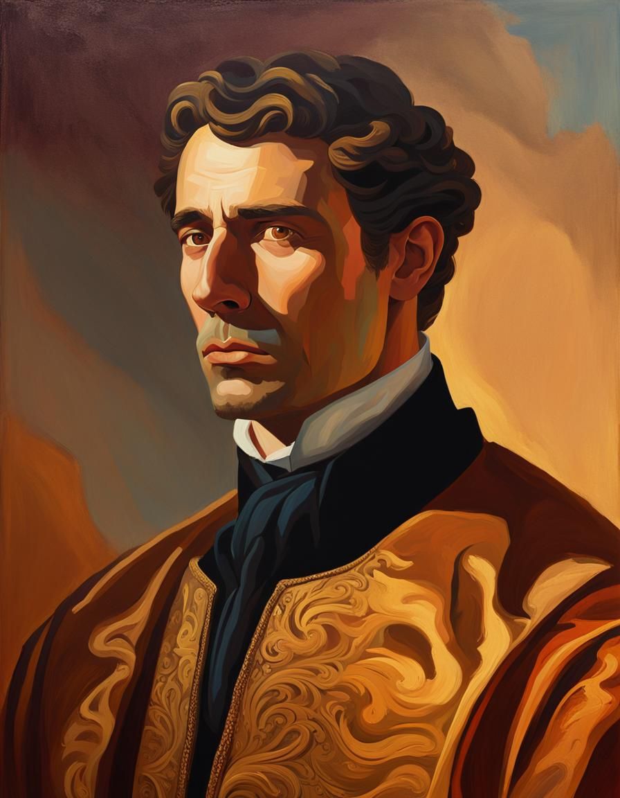 Baroque Style Portrait with Dramatic Lighting