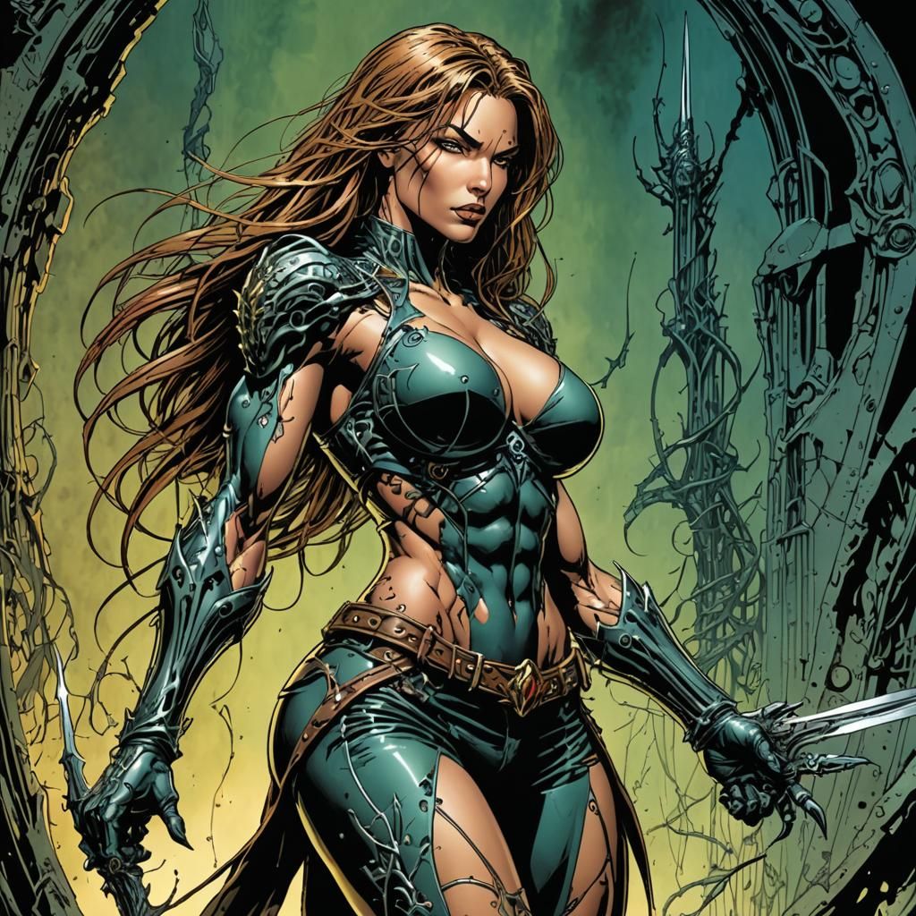 Witchblade Comic Art in Frank Miller Style