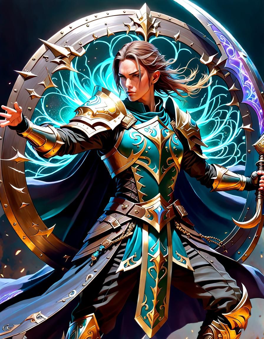 Armored Paladin Wielding Magic Shield in Fantasy Art