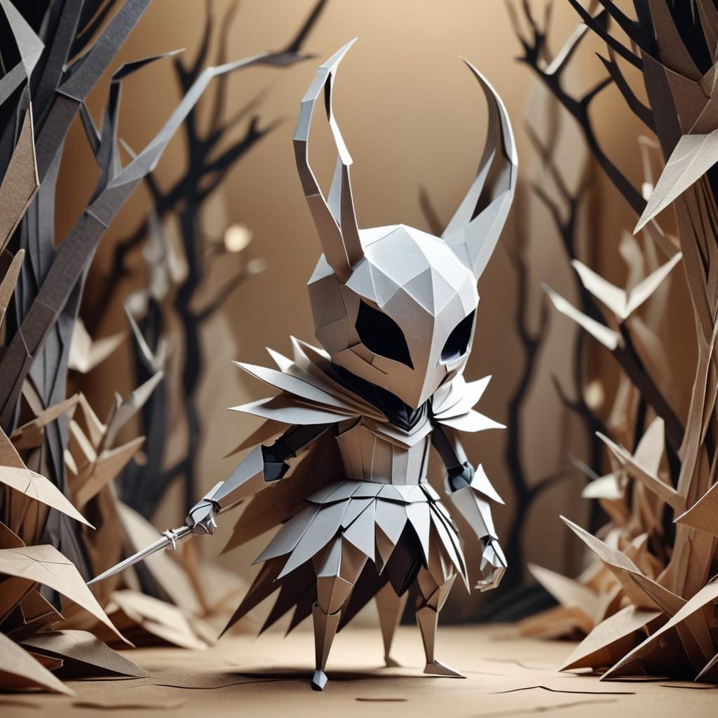 Hollow Knight in Origami Paper Art World