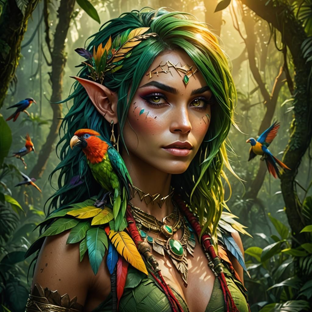 Ethereal Jungle Elf in Cinematic Golden Hour