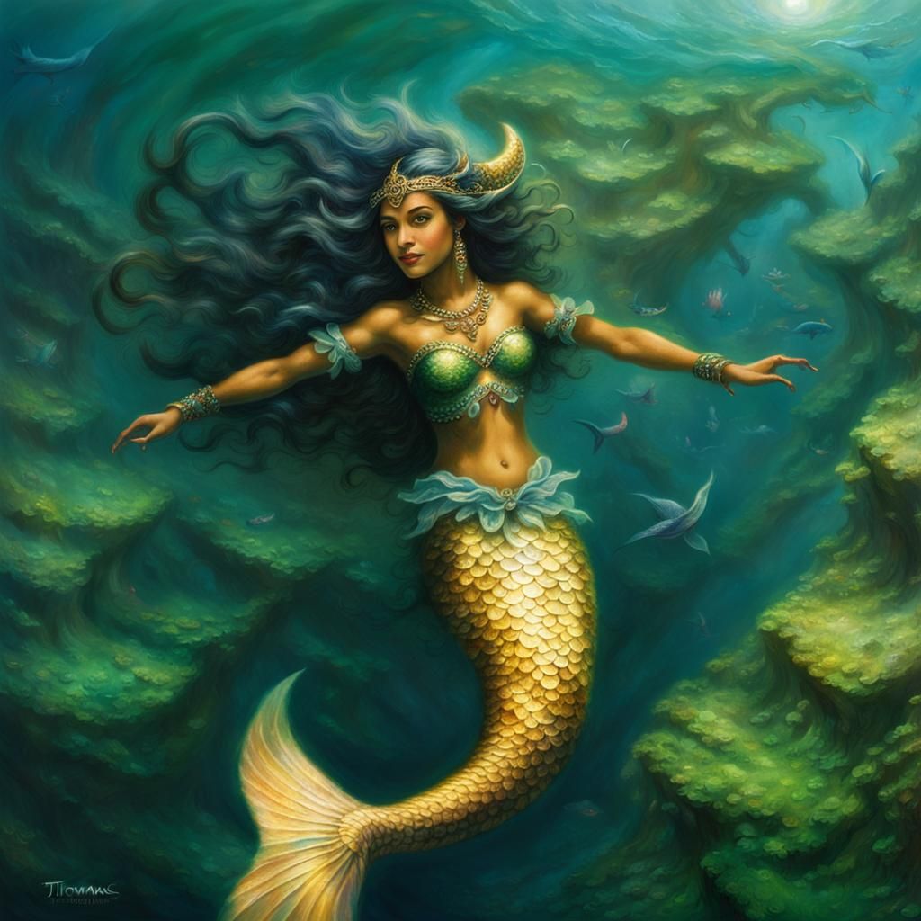 Native Brazilian Mermaid in Amazon River