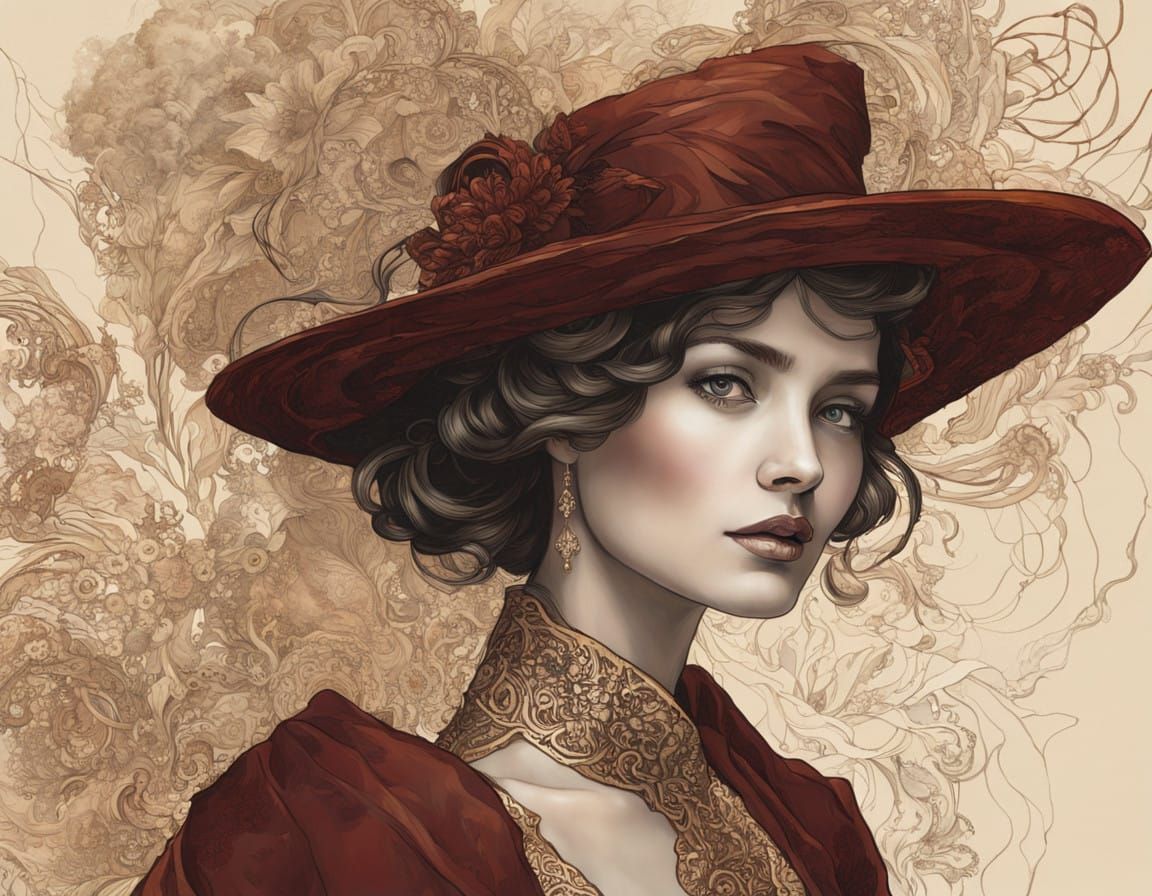 Elegant Woman in Luxurious, Painterly Portrait Style