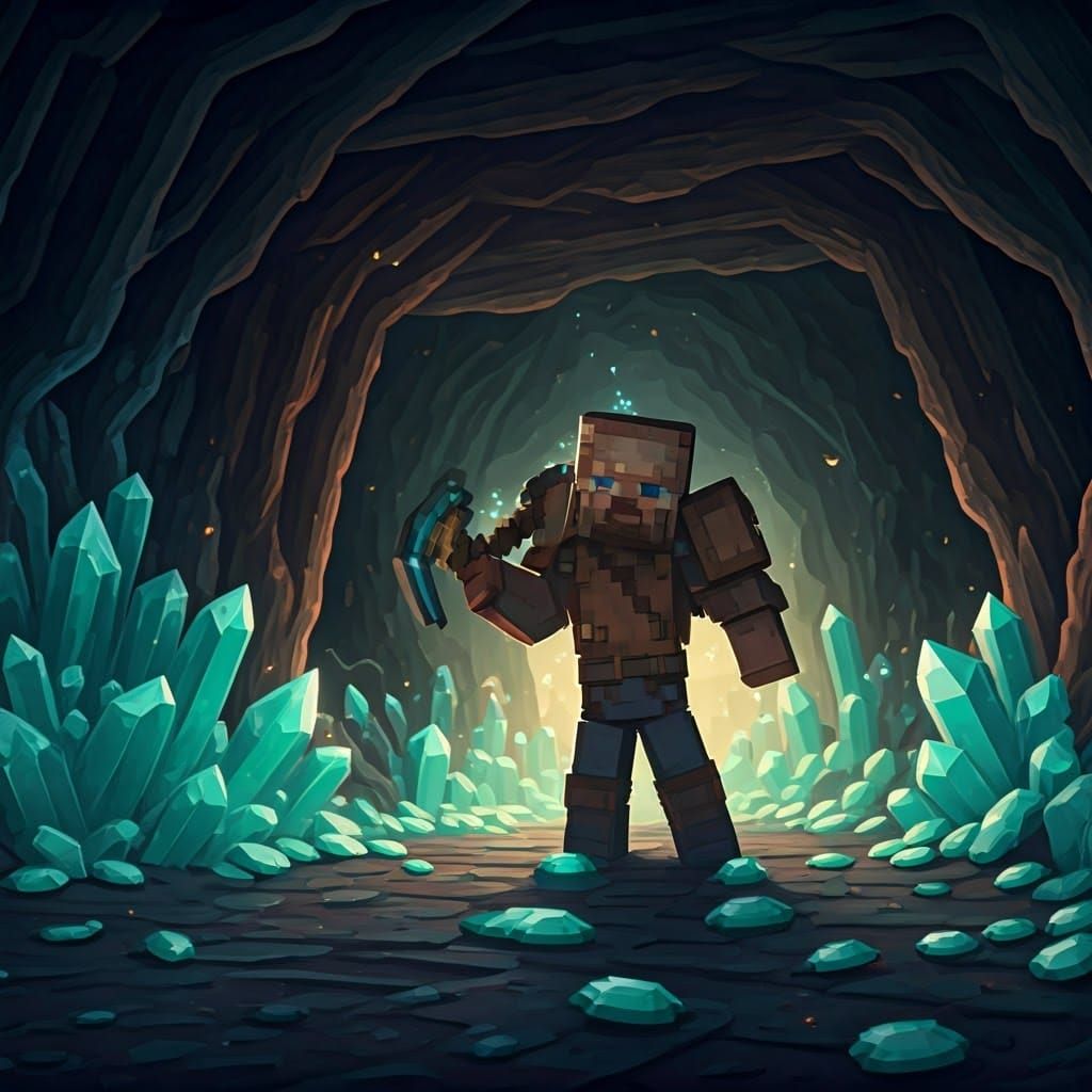 Steve Discovers Glowing Diamonds in an Ancient Cave