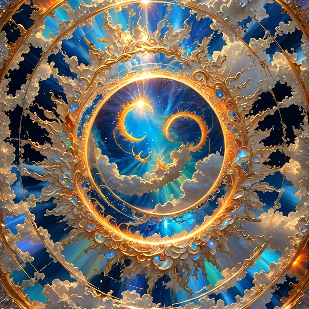 Interdimensional Energy Circle on Deep Blue Water