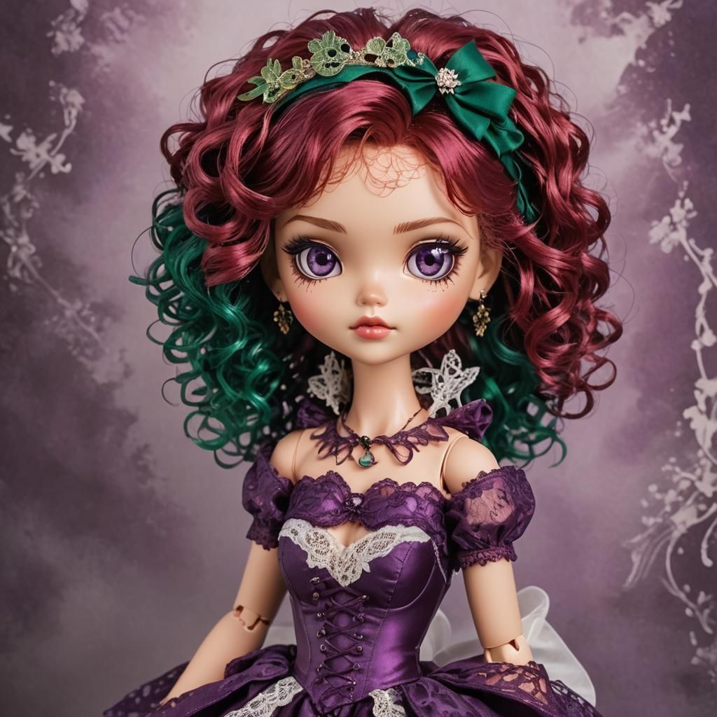 Radiant LOL Doll with Red Hair in Digital Art Style