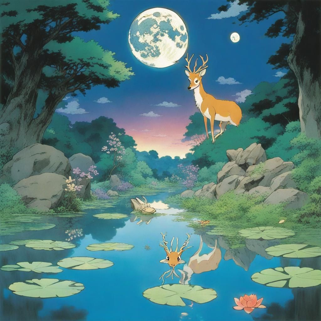 Enchanted Stream: Studio Ghibli Anime Scene
