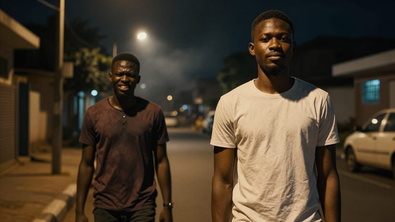 Cinematic Illustration of African Men Confronting on Abuja S...