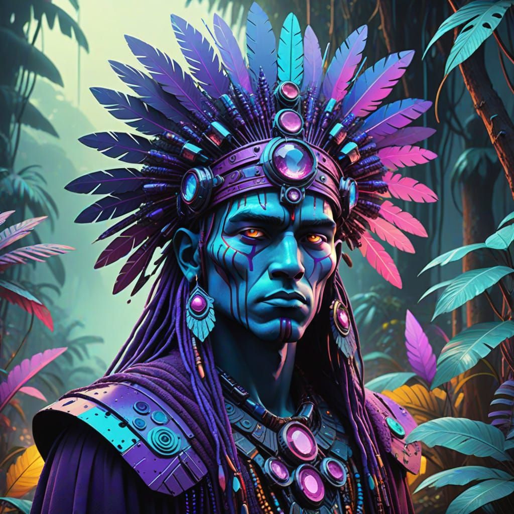 Amazonian Mystic Goddess in Vibrant Purple Attire