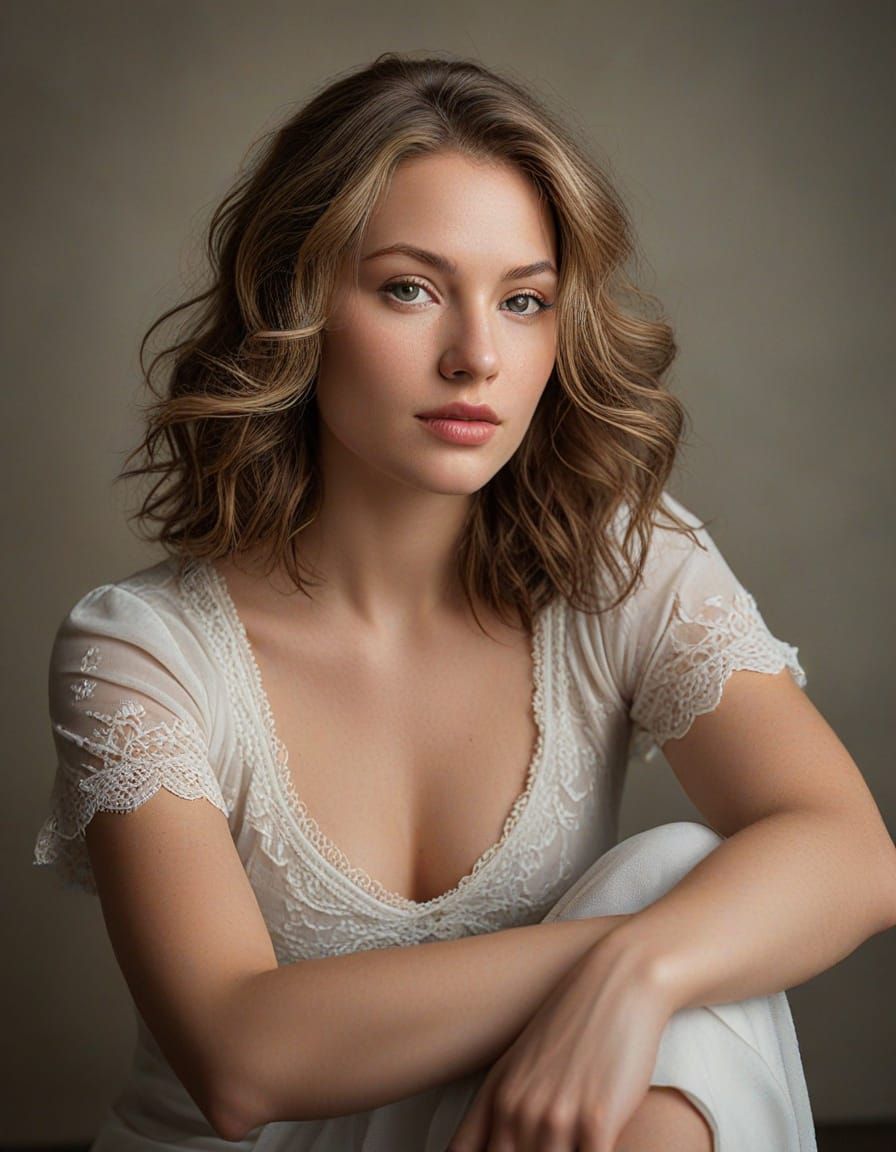 Serene Woman in Moonlit Lotus Position