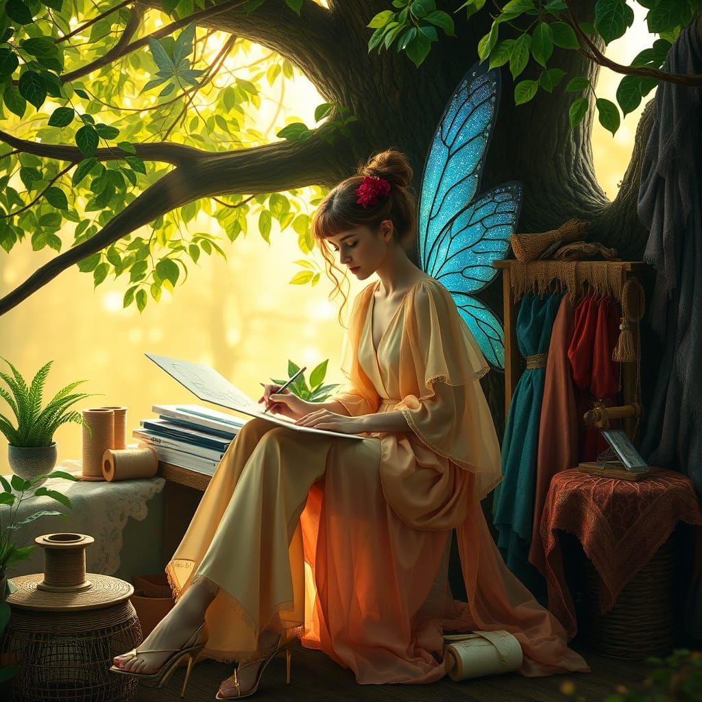 Enchanted Fairy Fashion Designer in Whimsical Treehouse Stud...