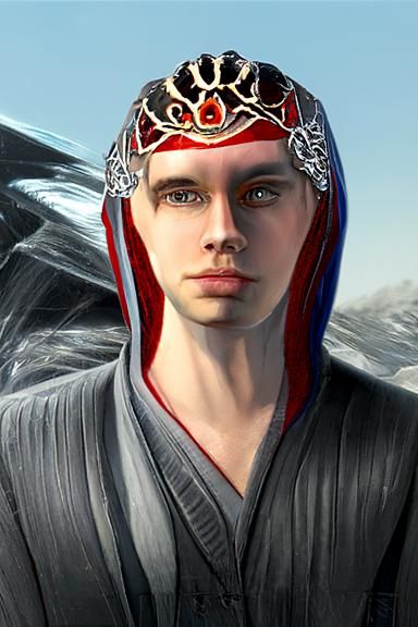 Elegant Young Sith Lord in Ornate Silver Diadem