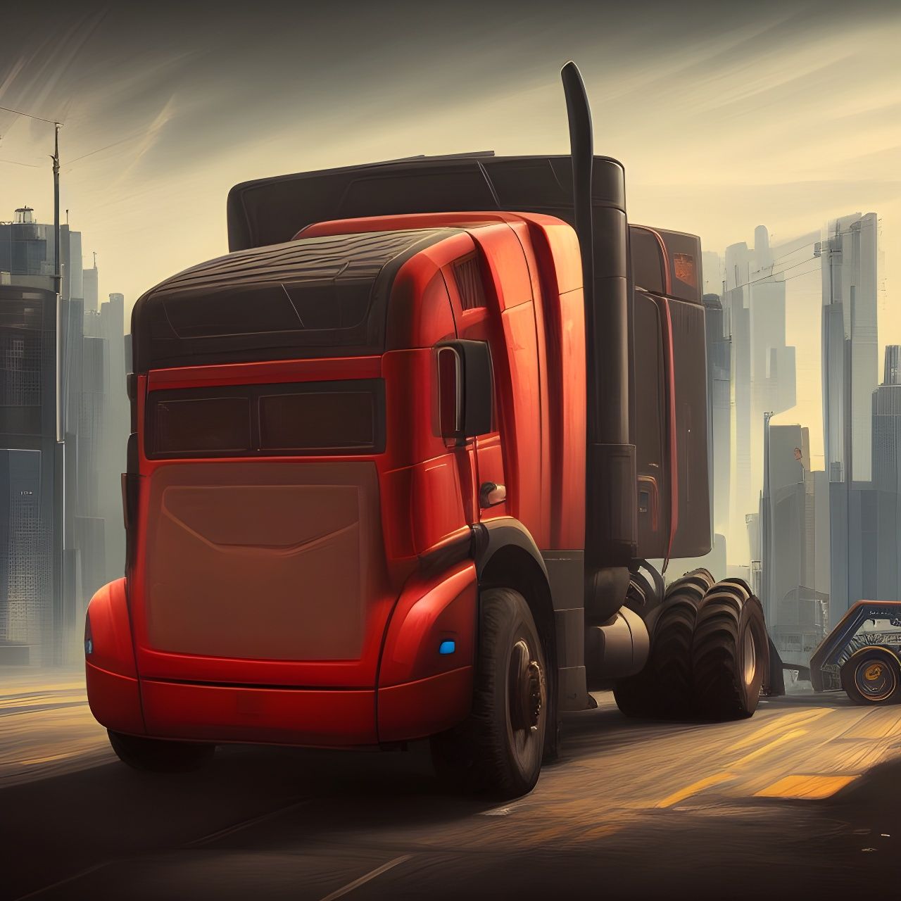 Cyberpunk Tractor Truck Concept Art