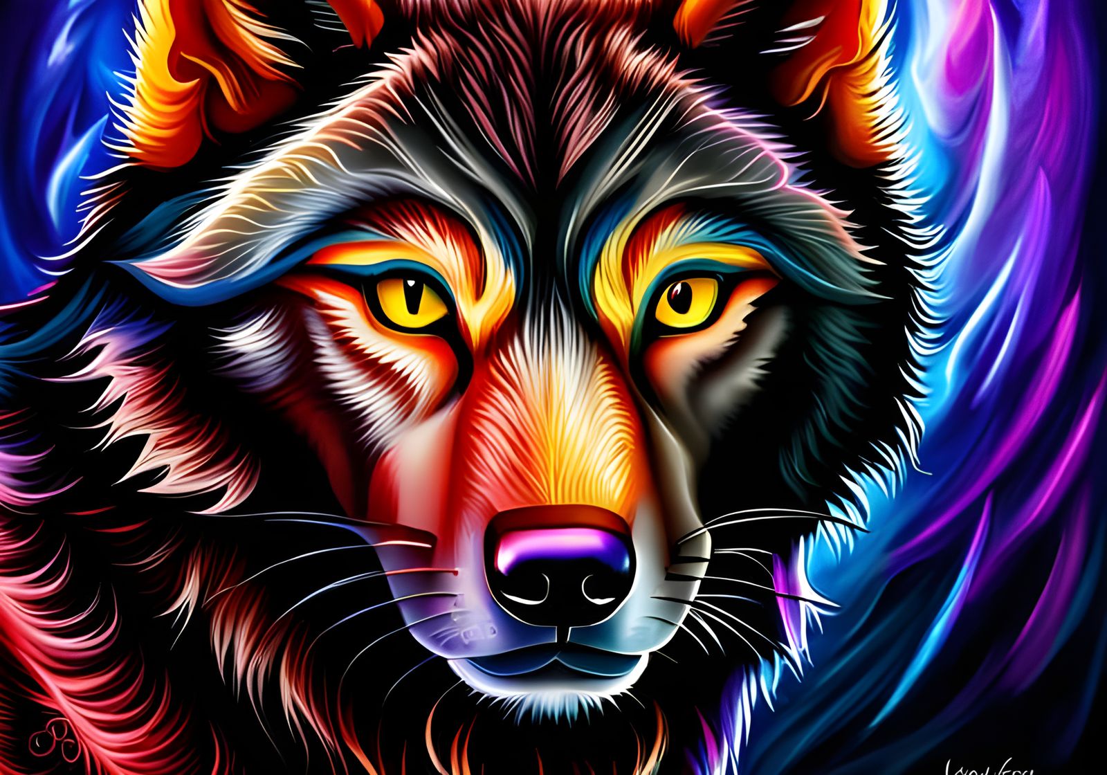 Dynamic Black Wolf Charcoal Drawing