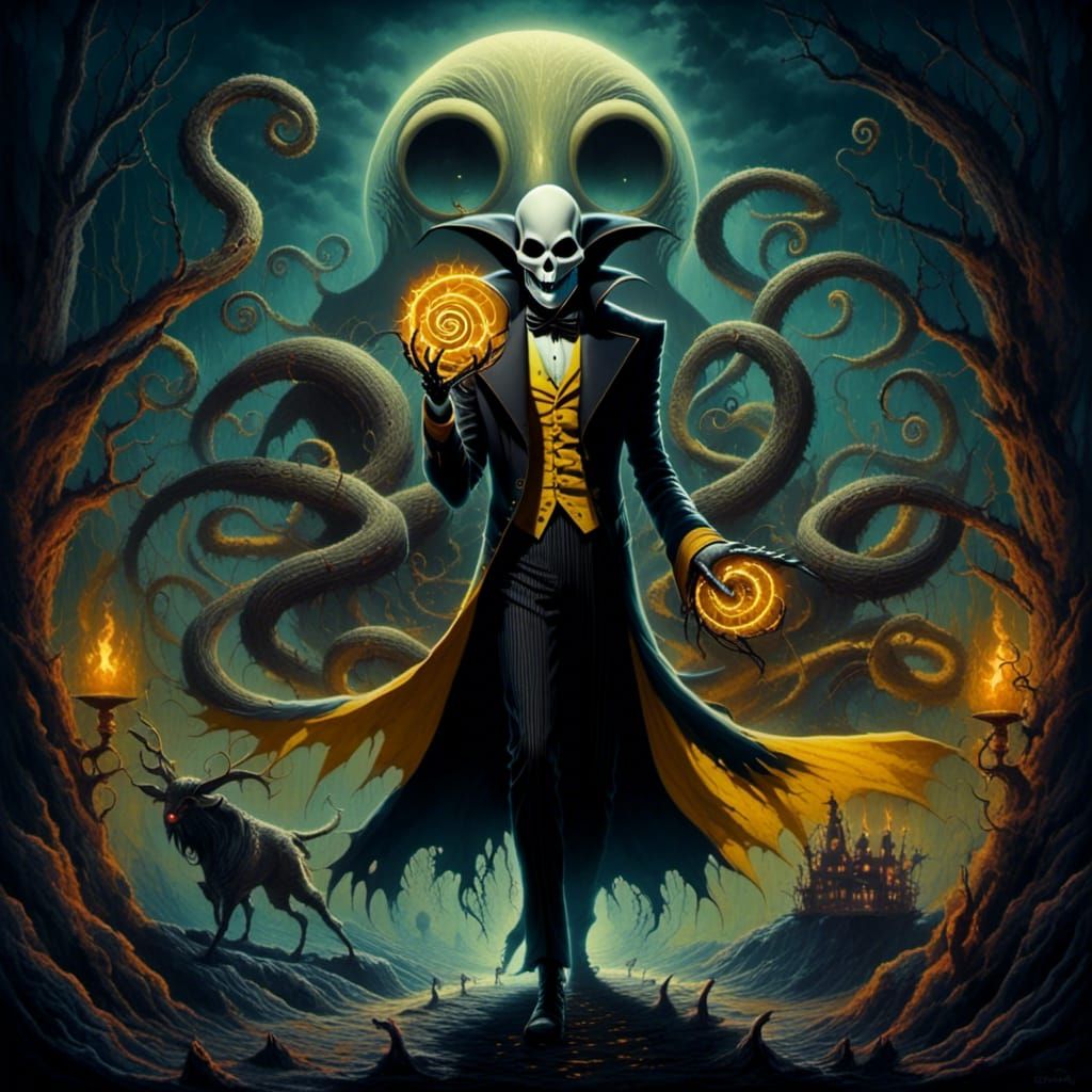 Eldritch God Hastur in the Style of Tim Burton