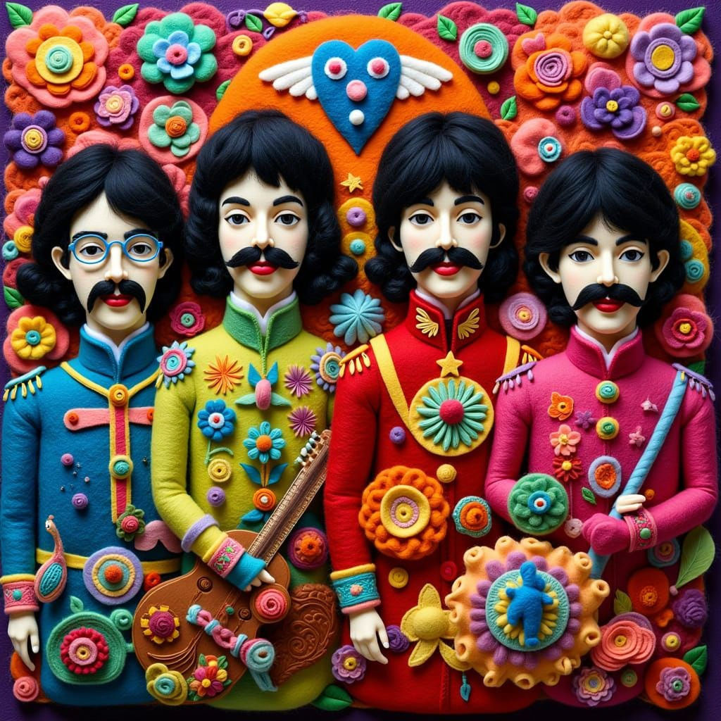 The Beatles as Felt Art in Sgt. Pepper's Style