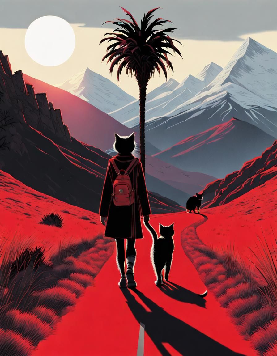 Surreal Palm Tree Road Trip at Dusk