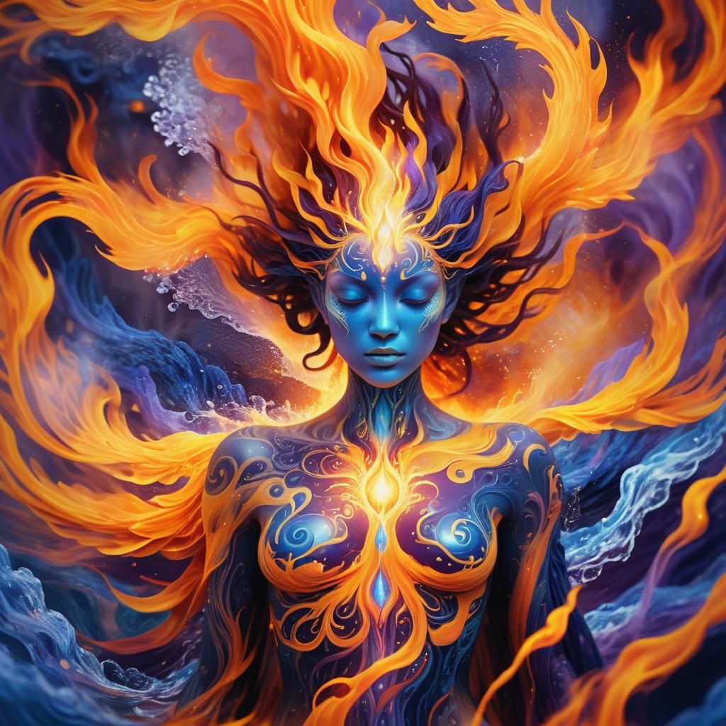 Elemental Being in Surreal Fantasy Art Style