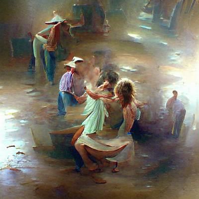 People Dancing in Oil Painting Style