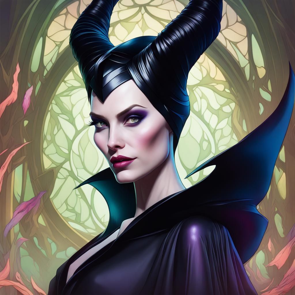 Maleficent Portrait in Hyperdetailed Splash Art