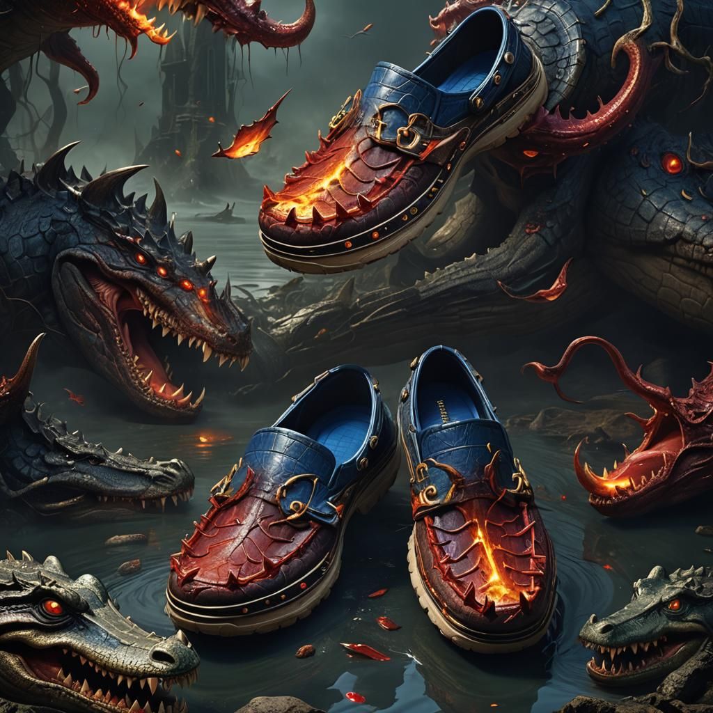 Demonic Crocs Shoes in Detailed Matte Painting