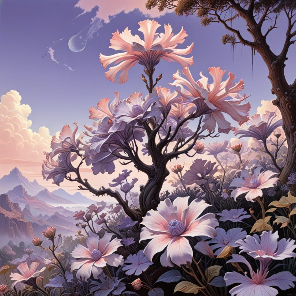 Fractal Flower in Pink and Lavender