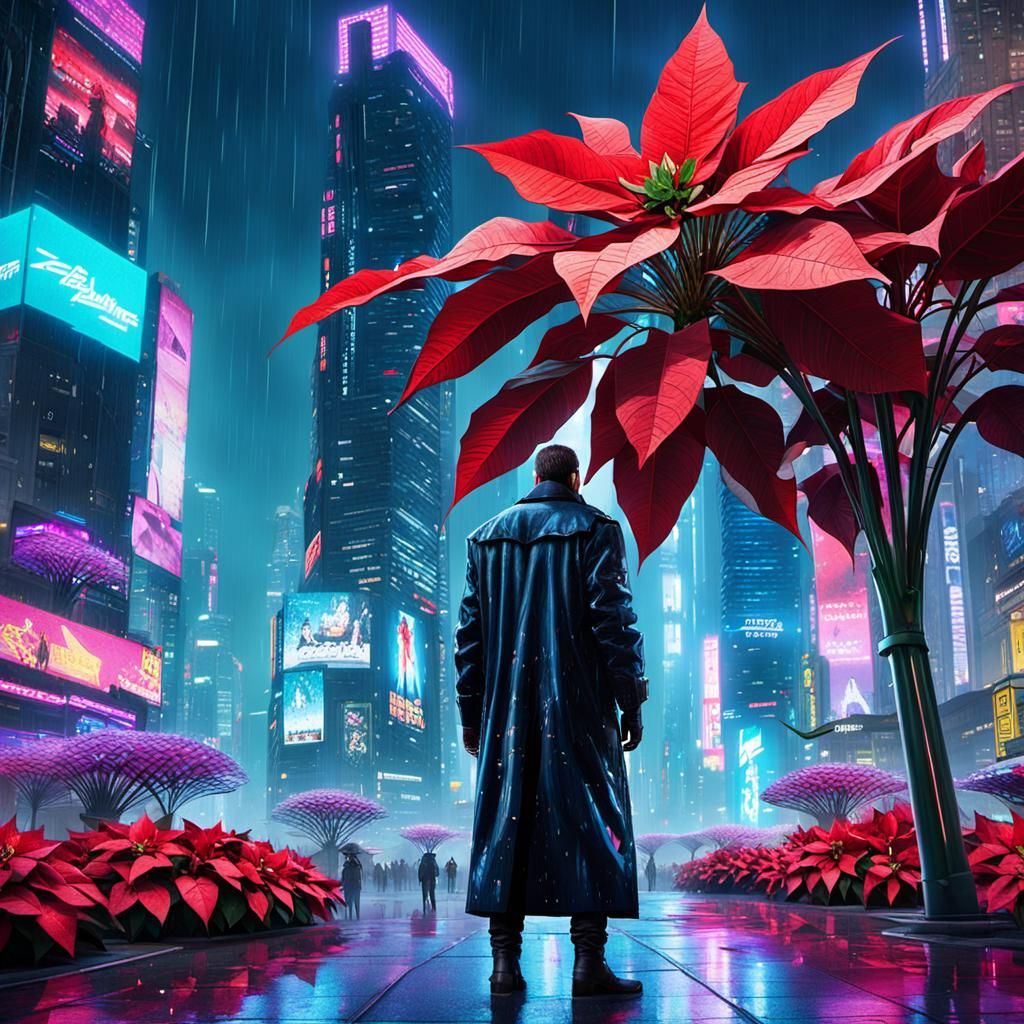 Cyberpunk Christmas in a Futuristic Cityscape