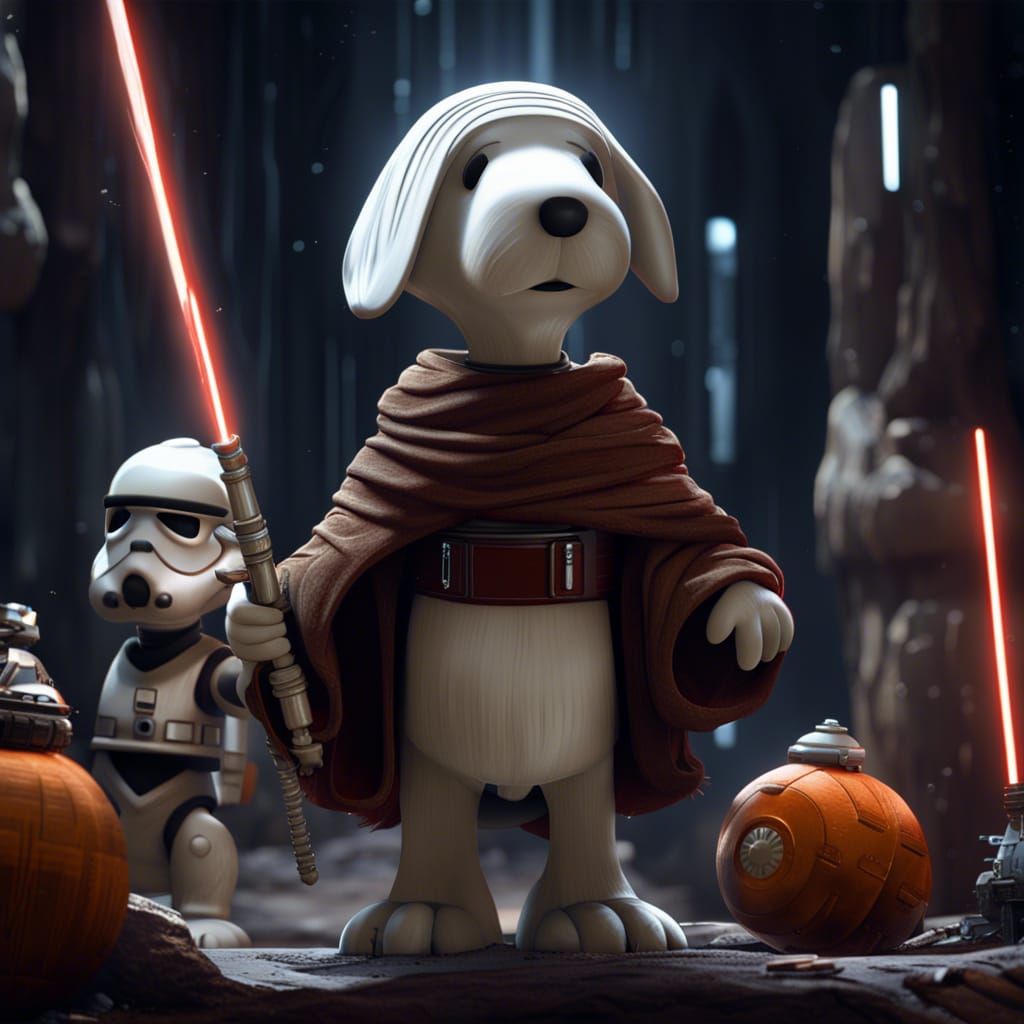 Snoopy as Jedi Knight in Star Wars