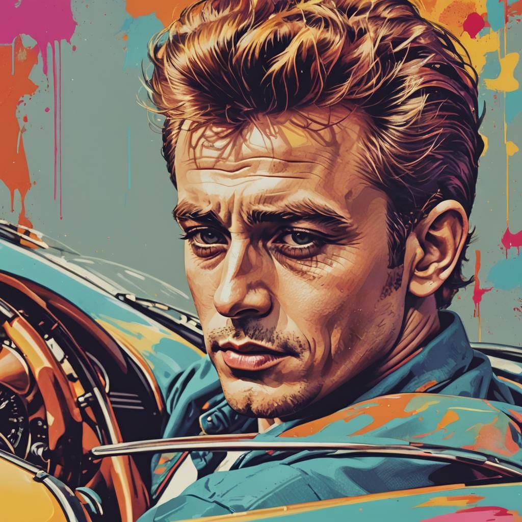 James Dean in Porsche, Pop Art Style
