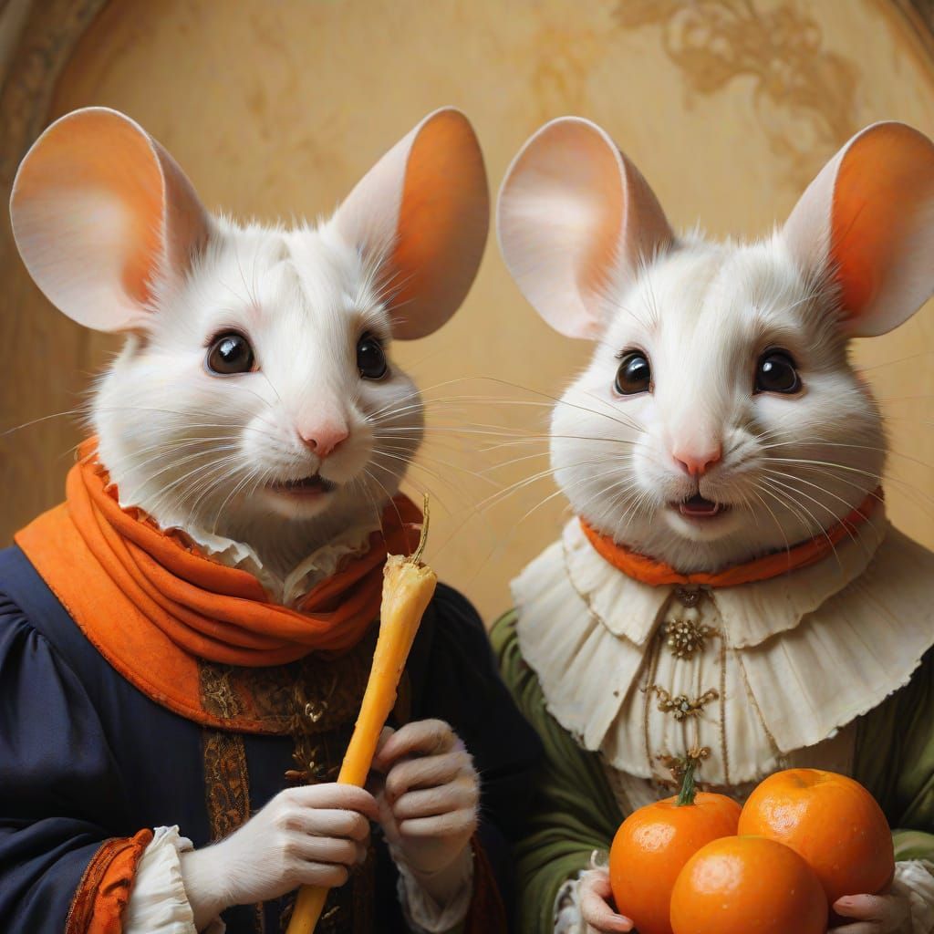 Mouse and Vampire Celebrate in Renaissance Style