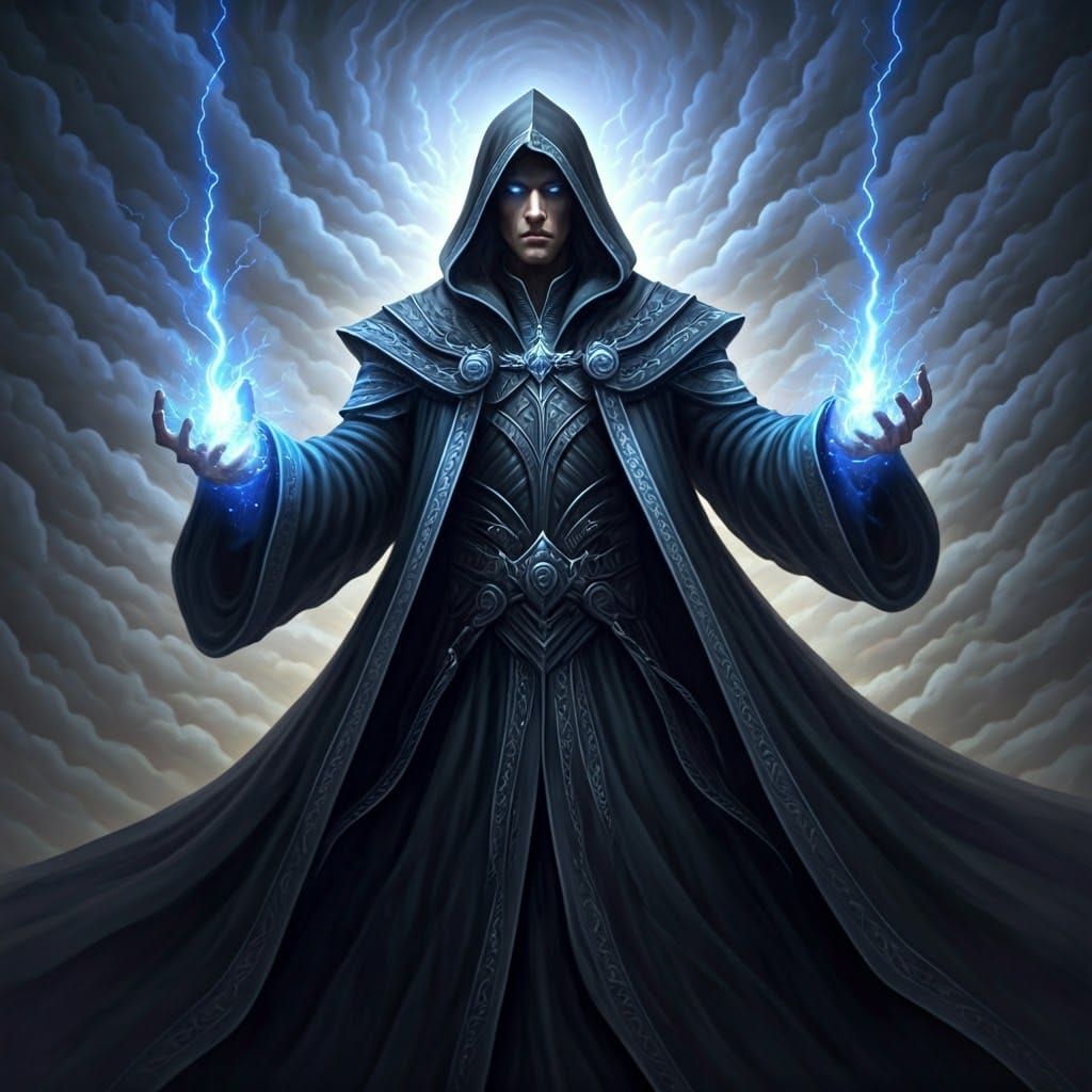 Wizard Casts Spell in Raging Thunderstorm