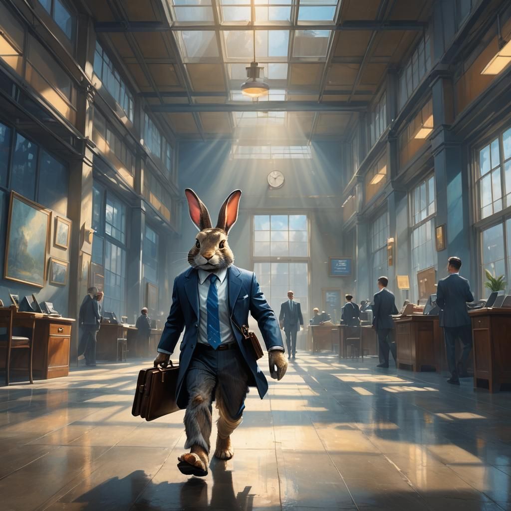 Rabbit Commuting to Work: A Fantastical Concept Art