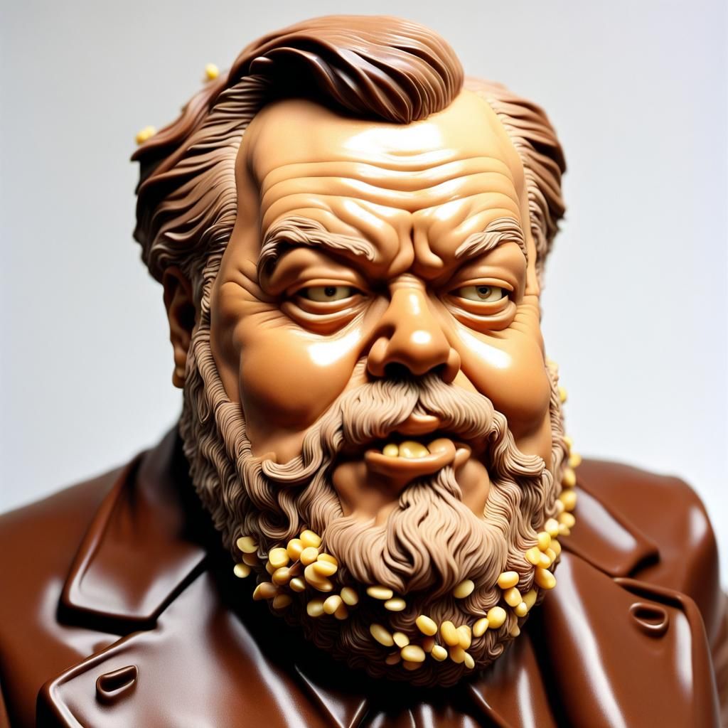 Chocolate Peanut Butter Sculpture of Bearded Man