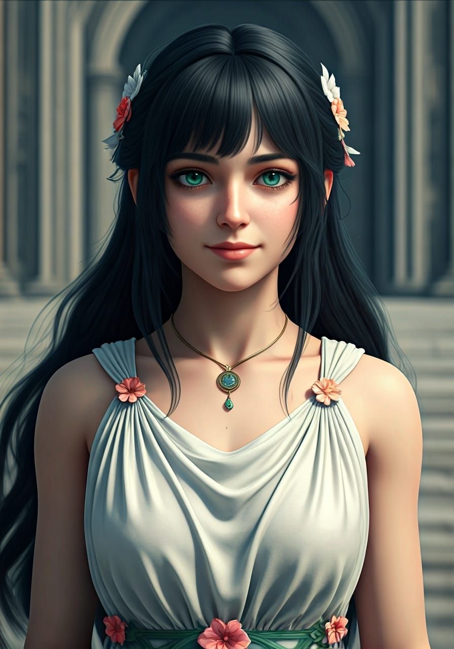 Ancient Greek Girl in 3D Anime Style