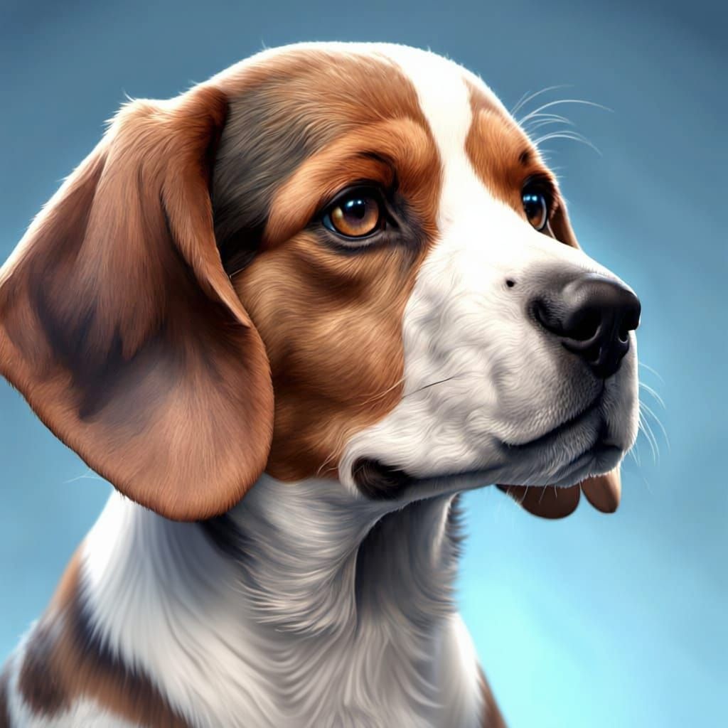 Beagle Puppy Portrait in Vibrant, Intricately Detailed Style