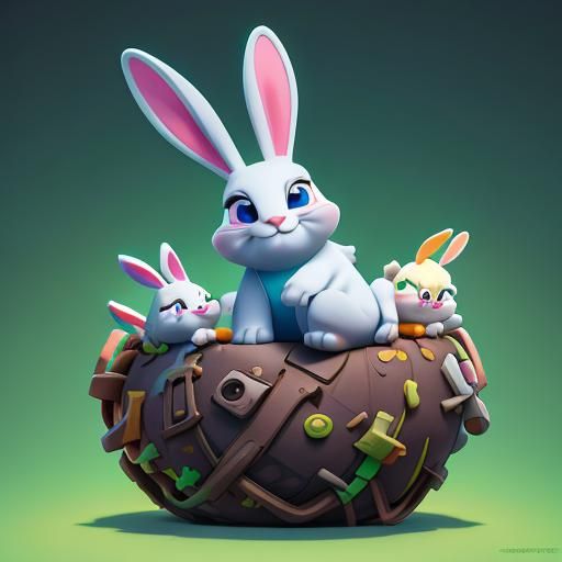 Detailed Easter Bunny: 3D Digital Art