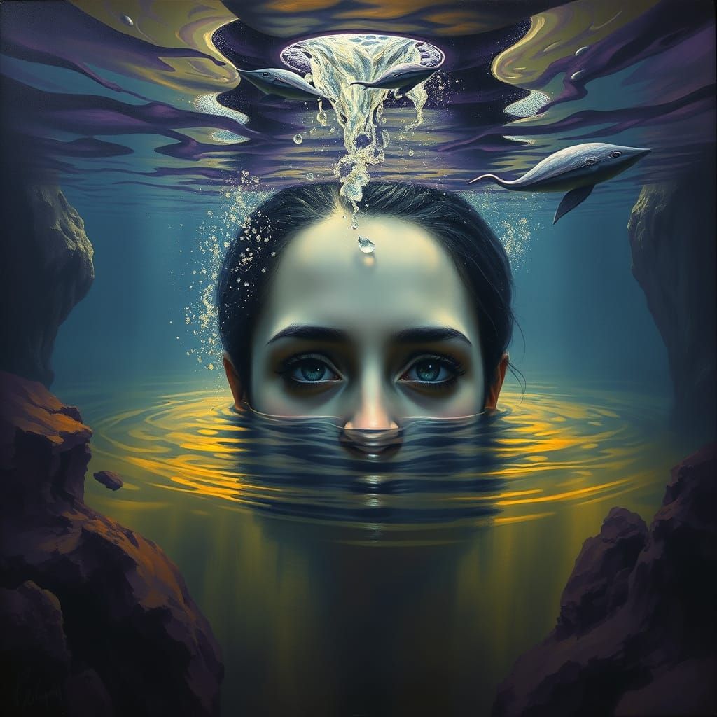 Submerged Goddess in Dark Fantasy Water World