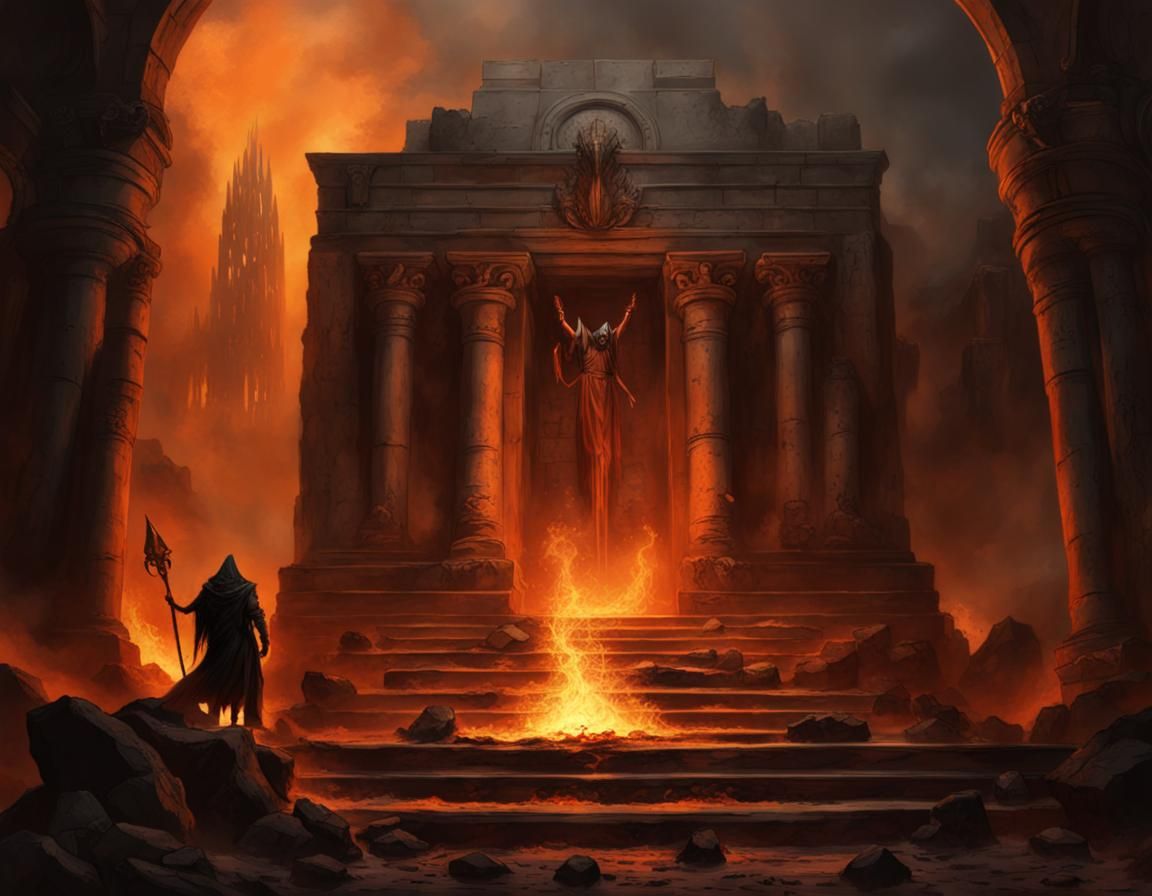 Enchained Mage in Demonic Underworld, Horror Art