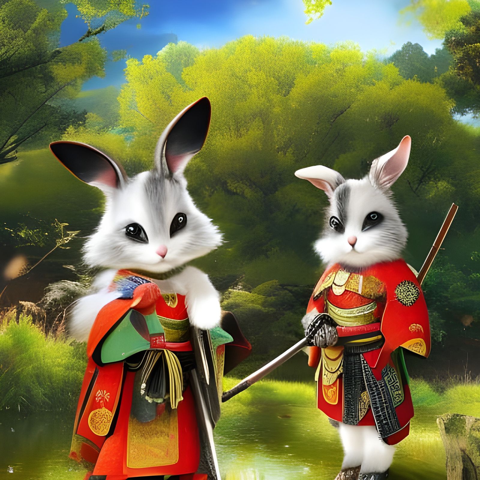 Samurai Rabbits in Japanese Armor
